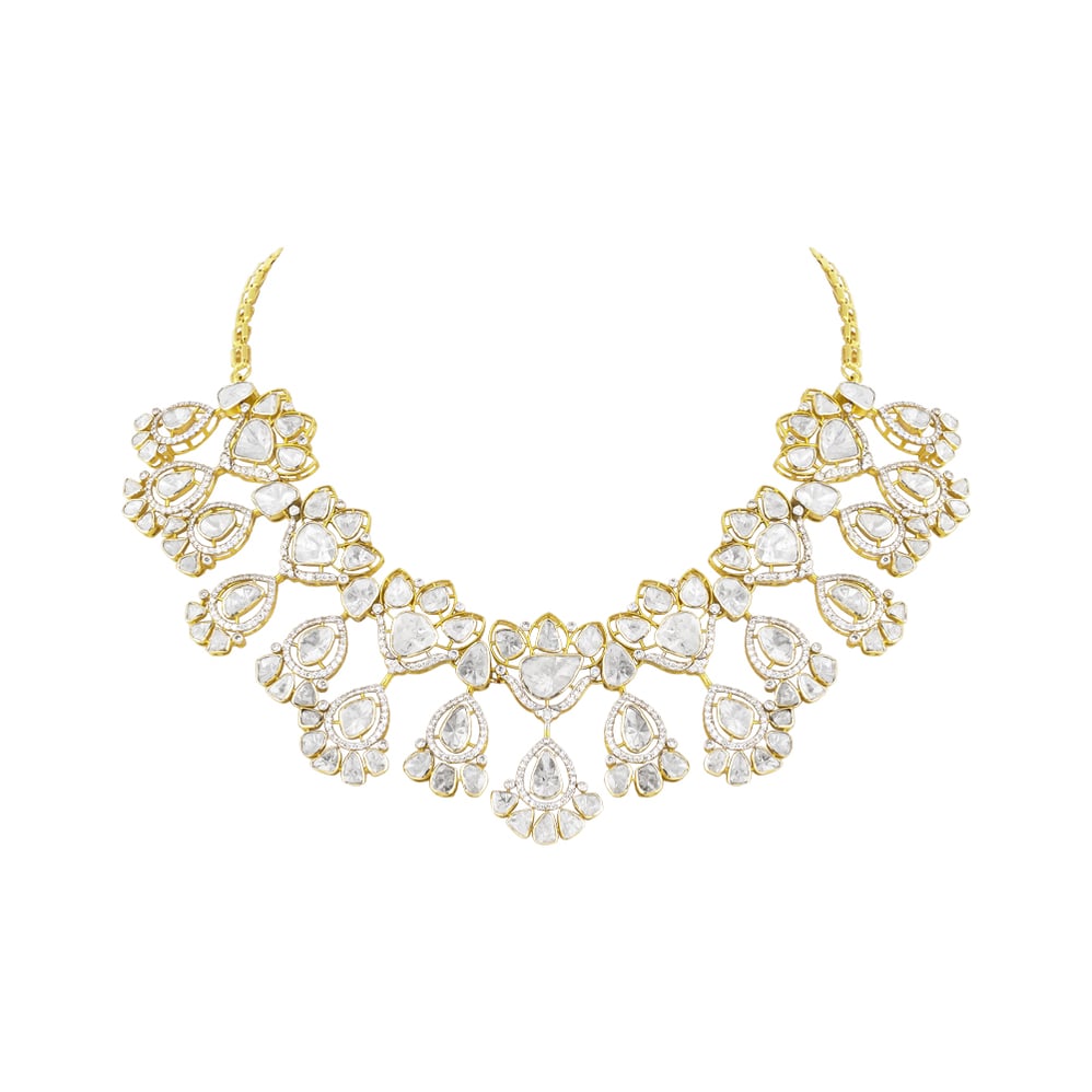 Polki Necklace with Pear & Teardrop Polki Diamond